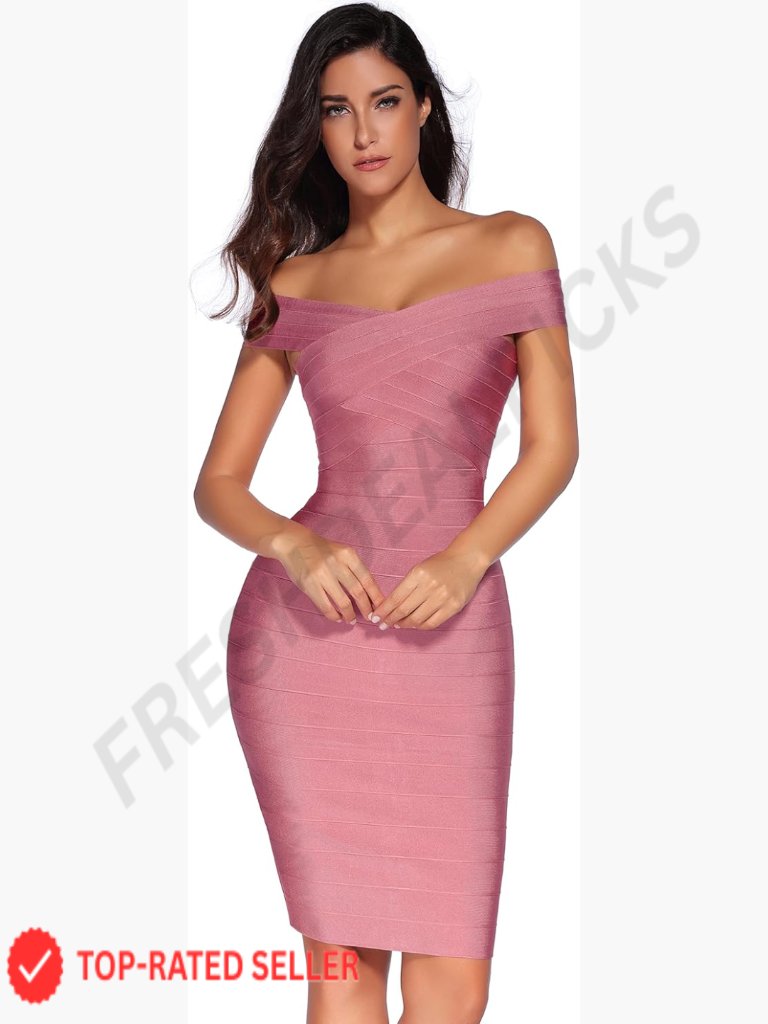 Off Shoulder Bodycon Bandage Dress Cocktail Party Night Out Short Sleeve Zip